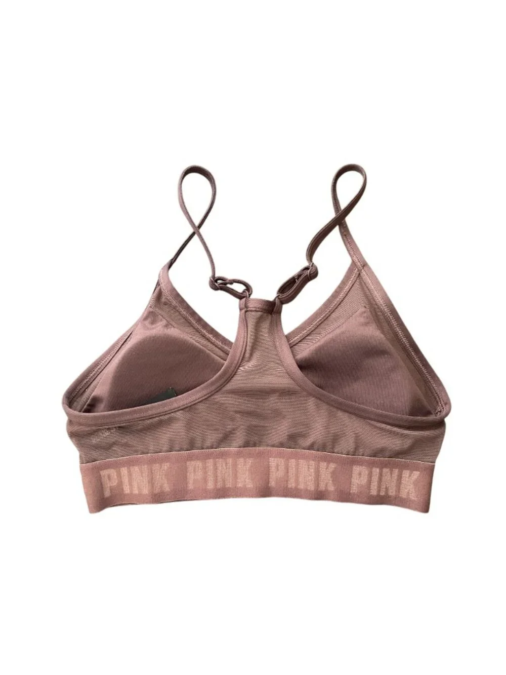 Victoria’s Secret PINK Mauve Sports Bra XS V‑Neck Adjustable Straps Logo Band